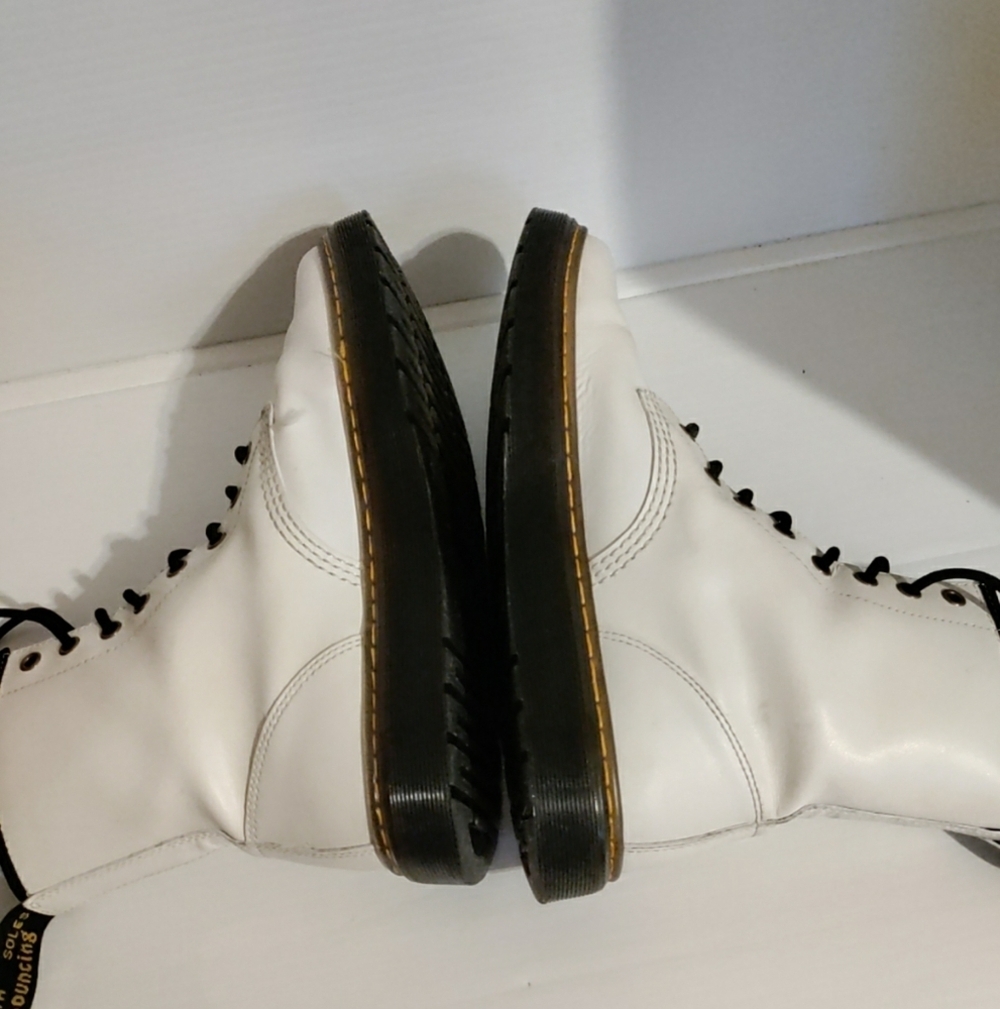 Dr Martens White Air Wair Combat BOOTS Womens 10 Lace-up Ankle AW004 ZAVALA - Picture 4 of 8
